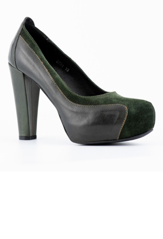 Lara Dee Γόβες Γυναικείες Δερμάτινες Κυπαρισσί με Φιάπα και Ψηλό Τακούνι