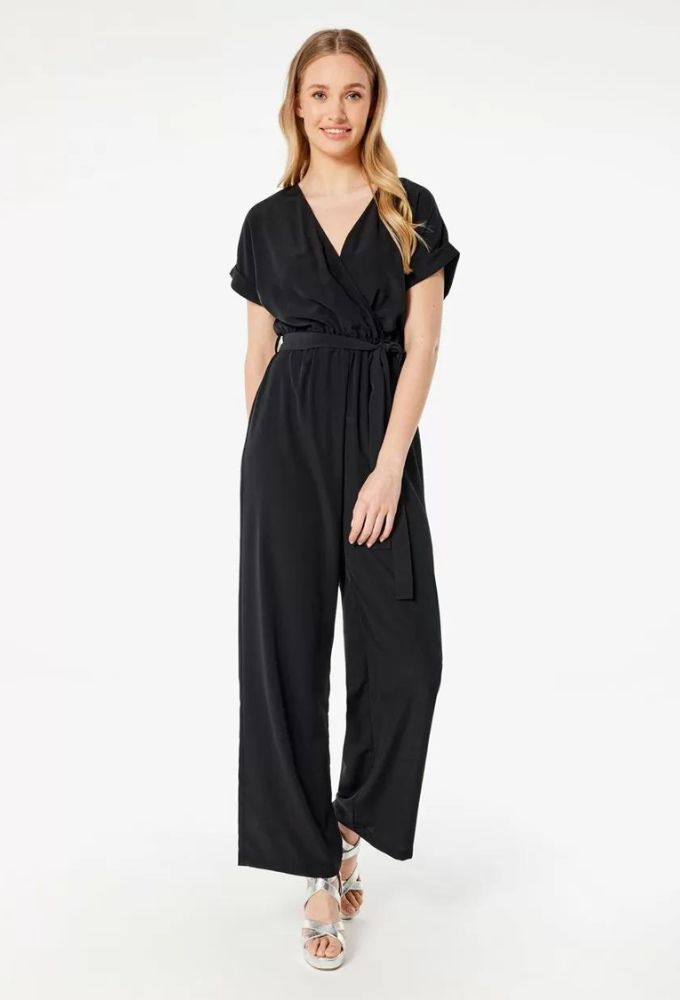 Forel Γυναικεία Κοντομάνικη Ολόσωμη Φόρμα Μαύρη