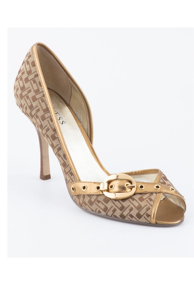 Guess Marciano Μπεζ/Χρυσό Πέδιλο με Ψηλό Τακούνι