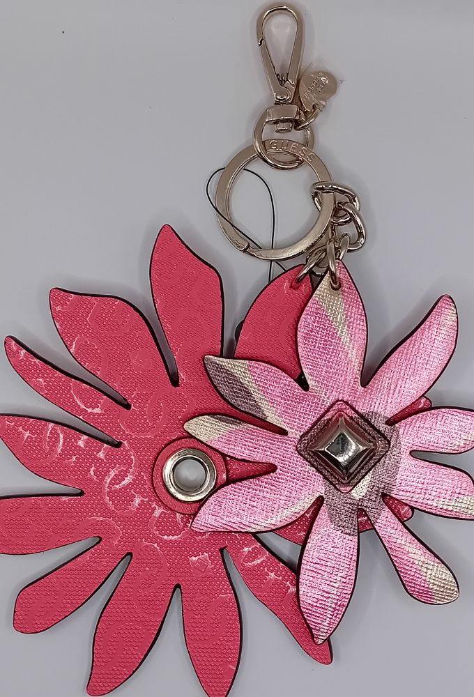 Guess Μπρελόκ Με Λουλούδια Ροζ Εμπριμέ