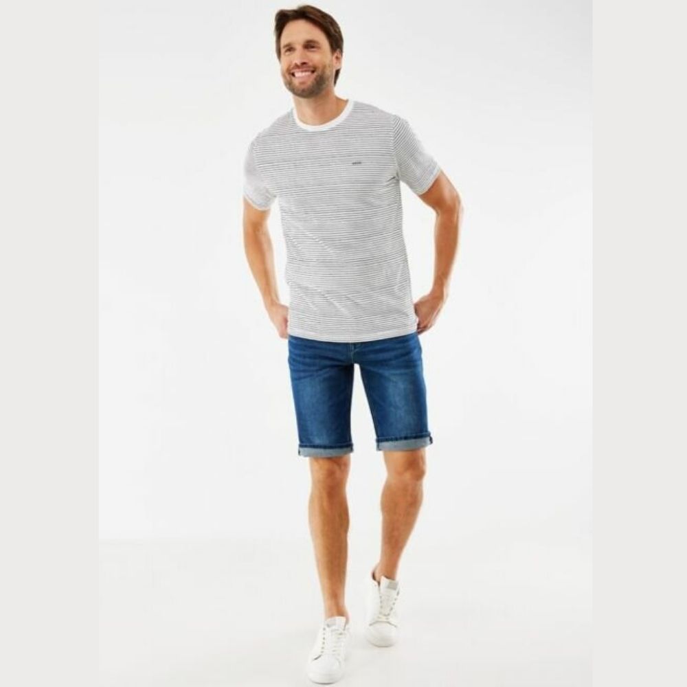 Mexx T-Shirt Ριγέ Άσπρη Μπλε Με Λαιμόκοψη - Image 2