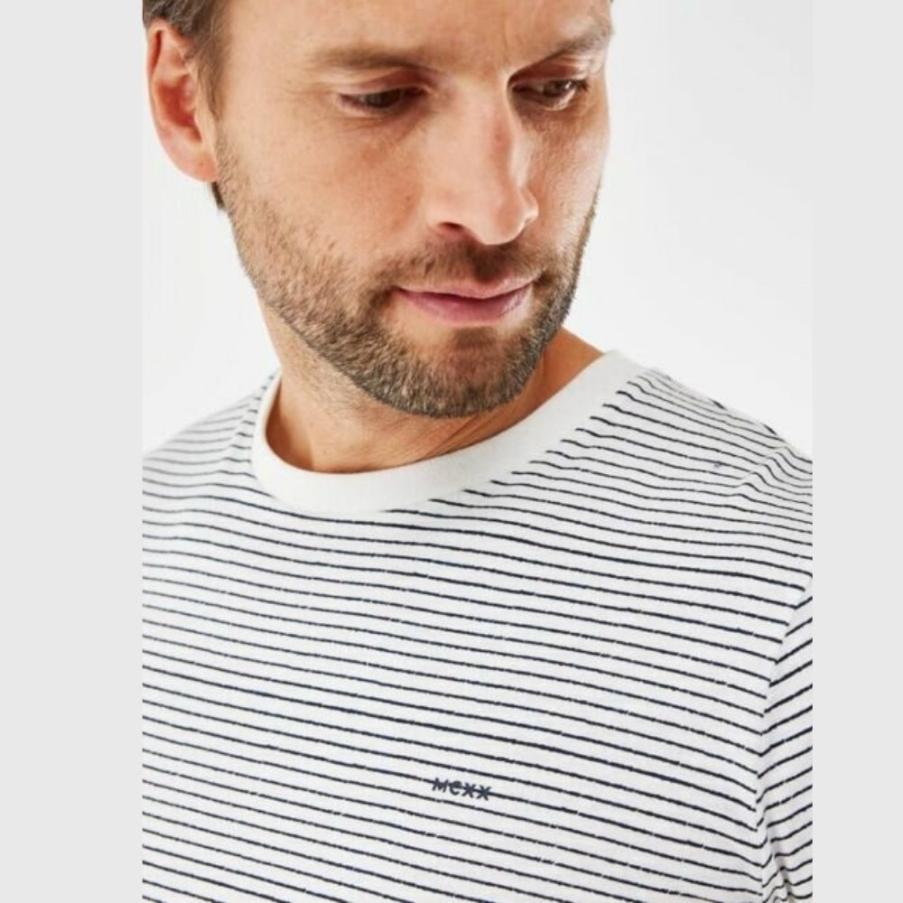 Mexx T-Shirt Ριγέ Άσπρη Μπλε Με Λαιμόκοψη - Image 4