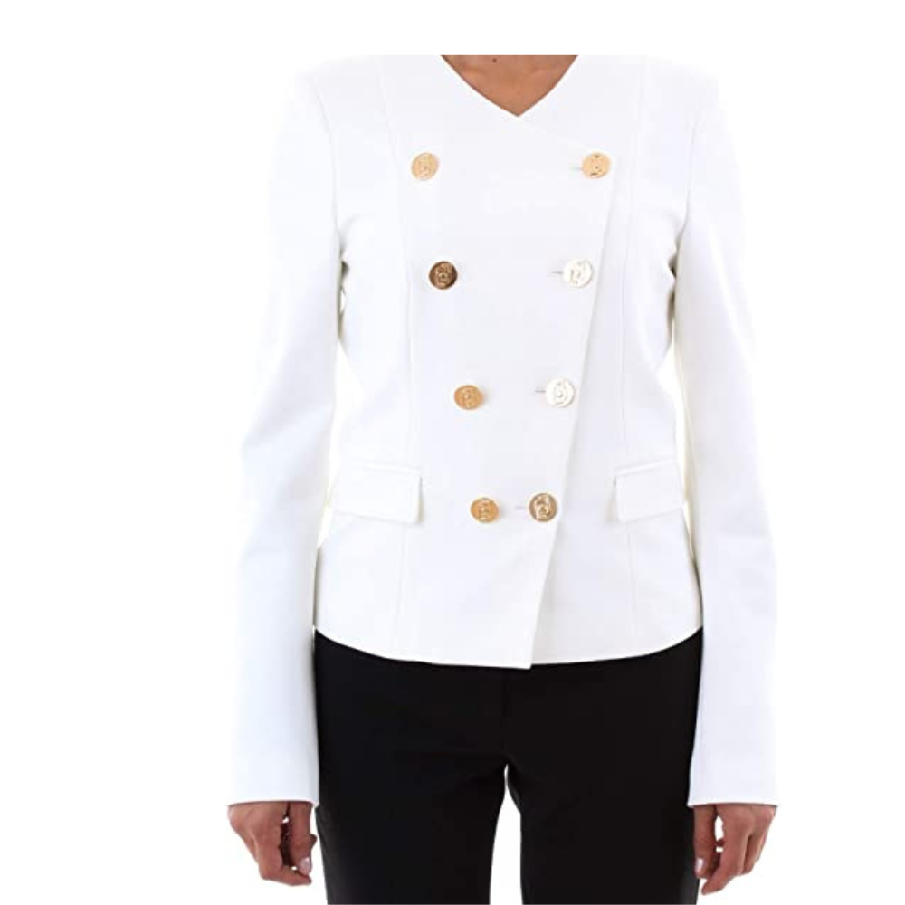 LIU JO Λευκό Μεσάτο Σακάκι με Χρυσά Κουμπιά