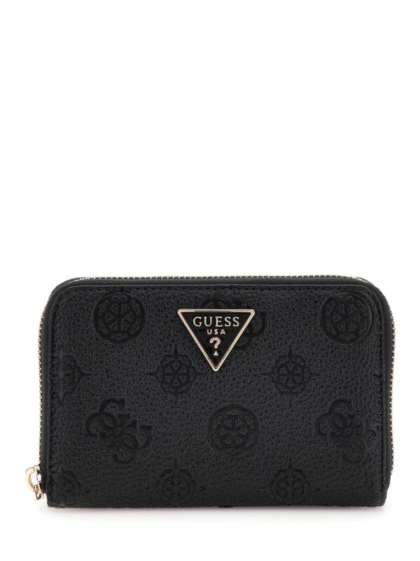 Guess Μικρό Πορτοφόλι Μαύρο με Ανάγλυφο λογότυπο