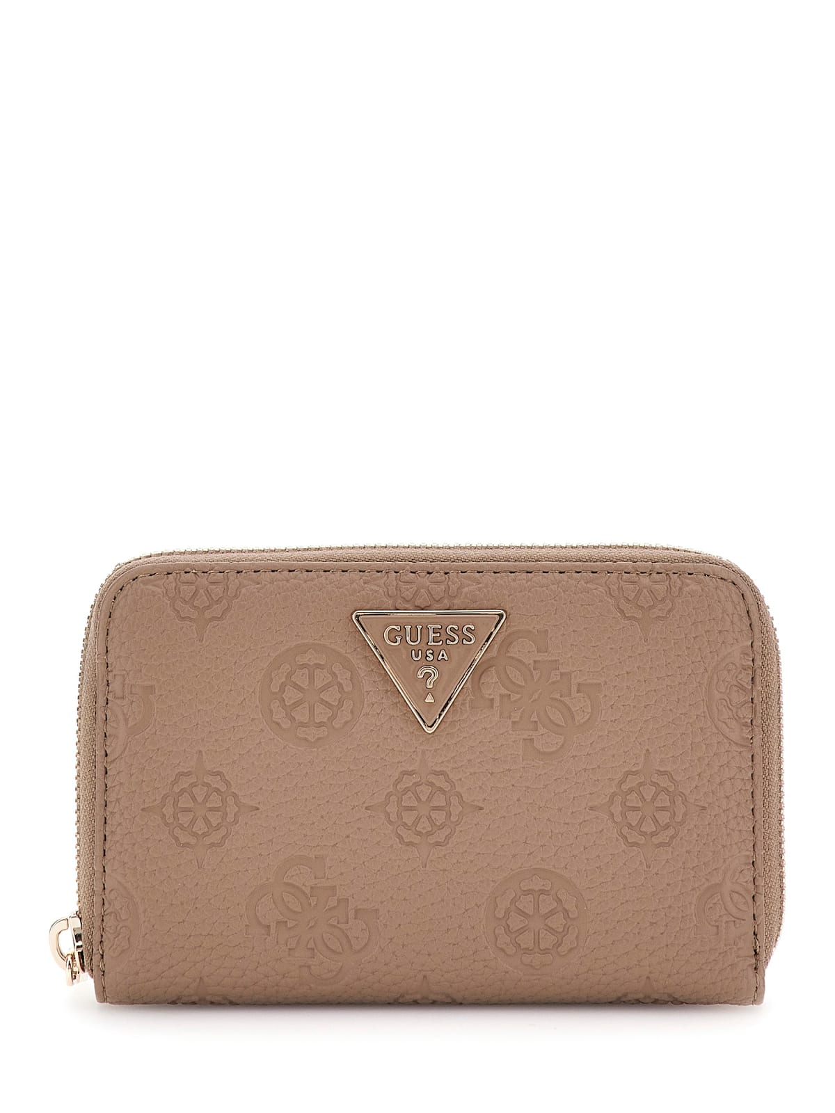 Guess Μικρό Πορτοφόλι Μπεζ με Ανάγλυφο λογότυπο